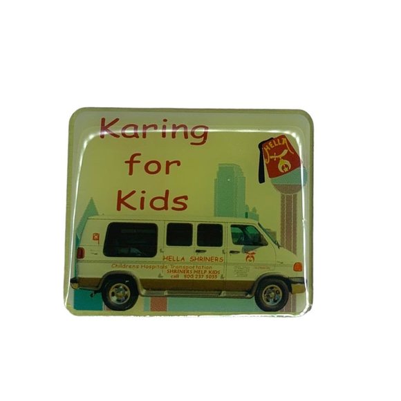 Vintage Lapel Pin "Karing for Kids" 1" Resin "Hella Shriners" - Picture 1 of 5